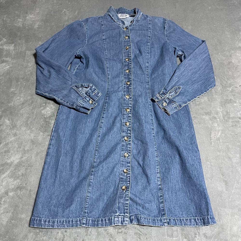 Vintage‎ Paul Harris Shirt Dress Womens Med Denim Long Sleeve Button Up Cotton